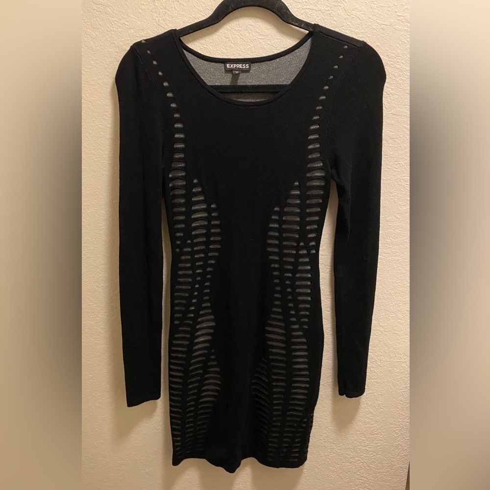 Express Body-con Cut Out Long Sleeve Sweater Dress XS